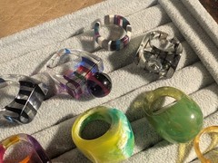 40+ Vintage Bakelite Lucite Etc plastic ring collection! Many sizes & designs!