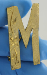 Vintage Mamselle Letter M Pin – Etched Brushed Goldtone – Initial