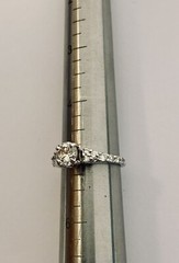 14k White Gold Diamond Engagement Ring Side Diamonds Natural Vintage Estate 1.03