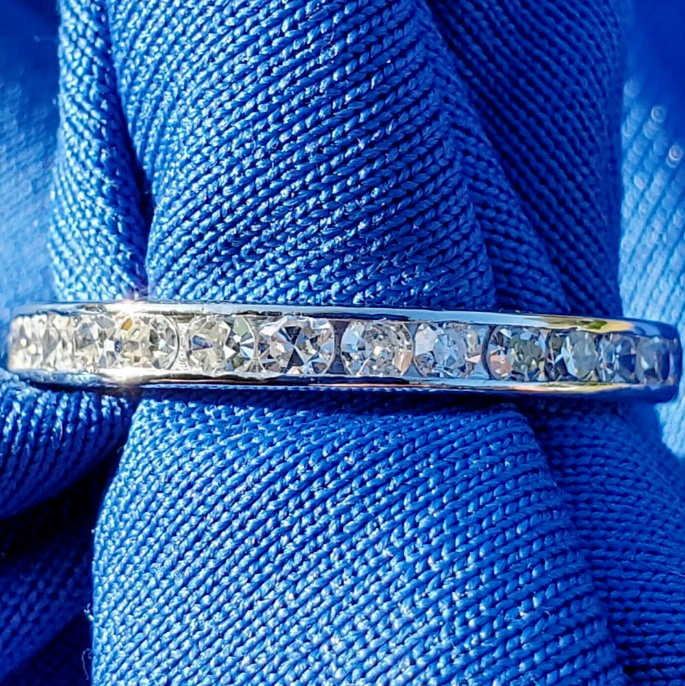 Original EARTH MINED DIAMOND Deco Band Antique PLATINUM Eternity Anniversary 6.7