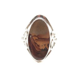 925 Sterling Silver Vintage Real Picture Jasper Oxidized Ring Size 6
