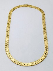 Vintage High Polish Gold Diamond Cut Nugget Link Necklace 20”