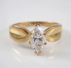 2.00Ct Marquise Cut Lab Created Diamond Engagement Ring 14K Yellow Gold Plated