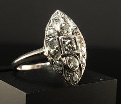 Diamond Ring Palladium Old Mine Art Deco Vintage .88ct TDW