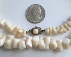 116g 30in VINTAGE ANGEL SKIN CORAL GRADUATED BRANCH BEAD NECKLACE SILVER CLASP