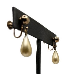 Vintage Faux Pearl Earrings Dangle Tension Back