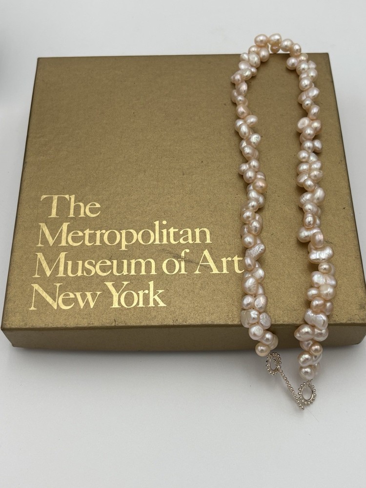 Vtg MMA Metropolitan Museum of Art Baroque Pearl 925 Sterling Signed Necklace