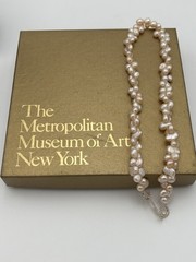Vtg MMA Metropolitan Museum of Art Baroque Pearl 925 Sterling Signed Necklace