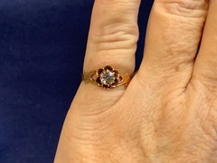 Vtg 14K Yellow Gold Ring 1.7g Fine Jewelry Size 7 Band Clear Round Stone *READ*