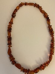 VTG Polished Baltic Amber Alternating Irregular Cognac Beads 22”Necklace 38g