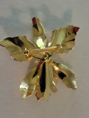 Vtg Gold Tone 2 Inch Iris Orchid Brooch