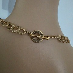 Monet Choker Necklace Gold Tone Champagne Color Rhinestones 14.5″ inside Circum