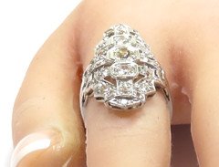 Antique Art Deco Dinner Engagement 1920’s Platinum Ring Size 7.5 UK-O1/2 EGL USA