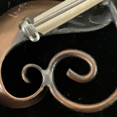 Vintage Bell Trading Post Copper Scroll Pin 2.5 Inches Beautiful Patina Toning