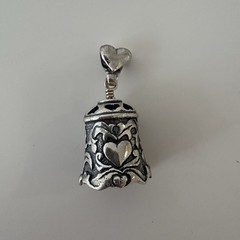 Sterling Love Bell Pendant by Jewelry John The Bell Collection Hearts Cutouts