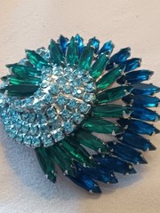 Gorgeous VINTAGE JULIANA DELIZZA & ELSTER GLASS PEACOCK RHINESTONE PIN BROOCH