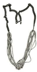 Pendleton Heavy Chain and Multi Strand Knotted Bead Necklace 36 in Gray
