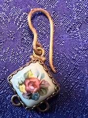 Porcelain Hand Painted Enamel Russian Rostov Finift Vintage earrings