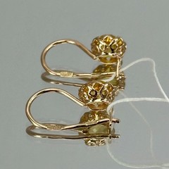 USSR Vintage Original Rose Gold Citrine (lab. made) Earrings 583 14K 2.16 g.