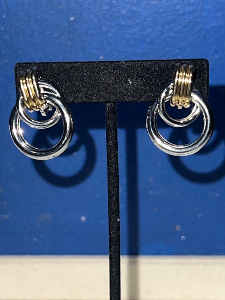 Two-tone Doorknocker Dangle/Drop Clip-on Earrings