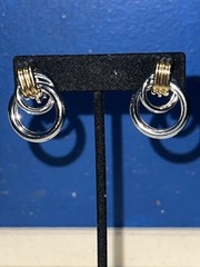 Two-tone Doorknocker Dangle/Drop Clip-on Earrings