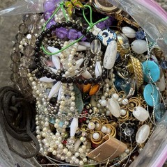Vtg Craft Jewelry Lot Over 5 LBS Repurpose Beads Gemstones Harvest AB 6/26 CL