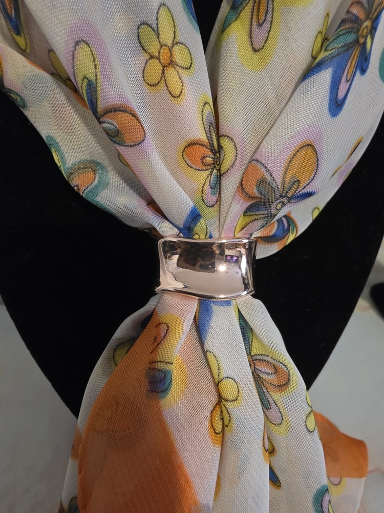 Silver Tone Metal Rectangular Scarf Ring Set
