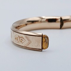 Antique ~ J.M.F. & Co. Monogramed Gold Filled Hinged Bangle Bracelet