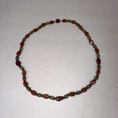 Miriam Haskell Vintage Hallmarked Green Gemstone 28 in. Necklace Damaged Bead