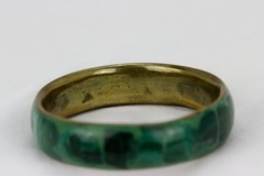 Inlayed Malachite and Brass Bangle Bracelet, 73gr