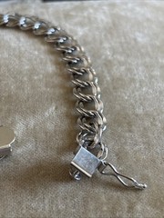 Vintage Marathon Co. Sterling Silver Double Curb Link Chain Charm Bracelet
