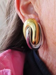 Authentic 1970’s Two Tone Plastic Oversize Swirl Pierced Earrings