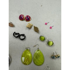 Vintage Estate Gold Silver Tone Enamel Hoop Stud Dangle Drop Earrings Lot of 41