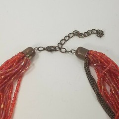 Twist Beads 1980s Necklace many strands red beads tied knotted