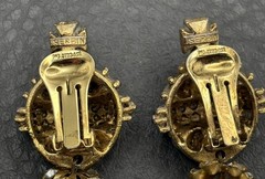 Rare Serbin Massive Royal Cross VTG 80s Faux Pearl Rhinestone Earrings Runway