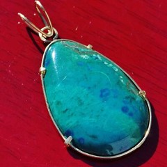 14k yellow gold pendant 38.7ct turquoise solitaire 1920’s antique 10.5gr N2606D