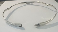 TAXCO STERLING SILVER ASYMMETRICAL NECK COLLAR NECKLACE 16”.