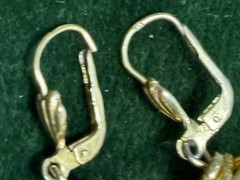 PINECONE EARRINGS Goldtone LeverBack Pierced Stacked Wire Dangles Germany