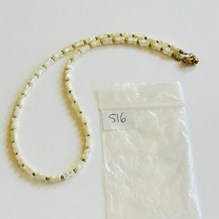 VTG Estate rose carved Beaded collar Necklace MOP Natural Mother of pearl 17.5″