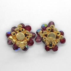 Vintage Juliana D&E Red Purple Fuschia AB Cha Cha Rhinestone Brooch and Earrings