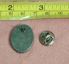 Vintage Ceramic Clock Face on Pewter Back Lapel Pin