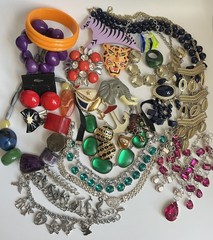 Vintage Jewelry Lot Colorful Bracelet Necklace Clip Lucite Enamel 1990-2000’s