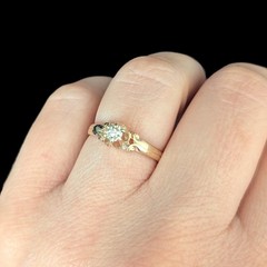 Vintage Old European Cut Diamond 14k Yellow Gold Ring by Lander Bros Engagement