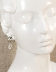 Vintage Rhinestone & Faux Pearl Drop/Dangle Pierced Earrings.