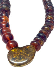 🔥 925 Silver 18K Gold Genuine Amber Necklace Pendant Butterscotch Cognac 68g