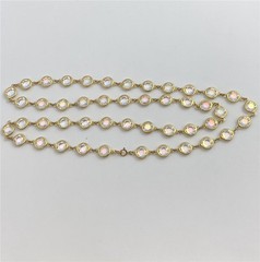 Vintag Bezel Set Austrian AB Clear Crystals Gold Tone Necklace 29.5″ long