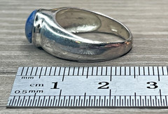 Vintage Blue White Stone Cabochon Southwestern Ring Silver Tone Costume Jewelry