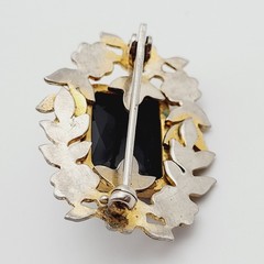 Nouveau Peking Glass Floral Victorian Mourning Brooch Style 1930s Vintage Brooch