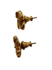 Trifari Dogwood Earrings Flower Pierced Vintage Gold Trifarium Alloy Spring A3