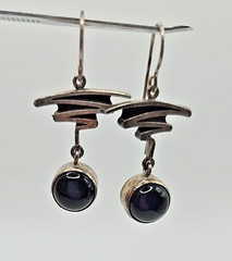 Signed Jeff Dawald Studio Art Sterling Silver Onyx Dangle Earrings Faribault MN